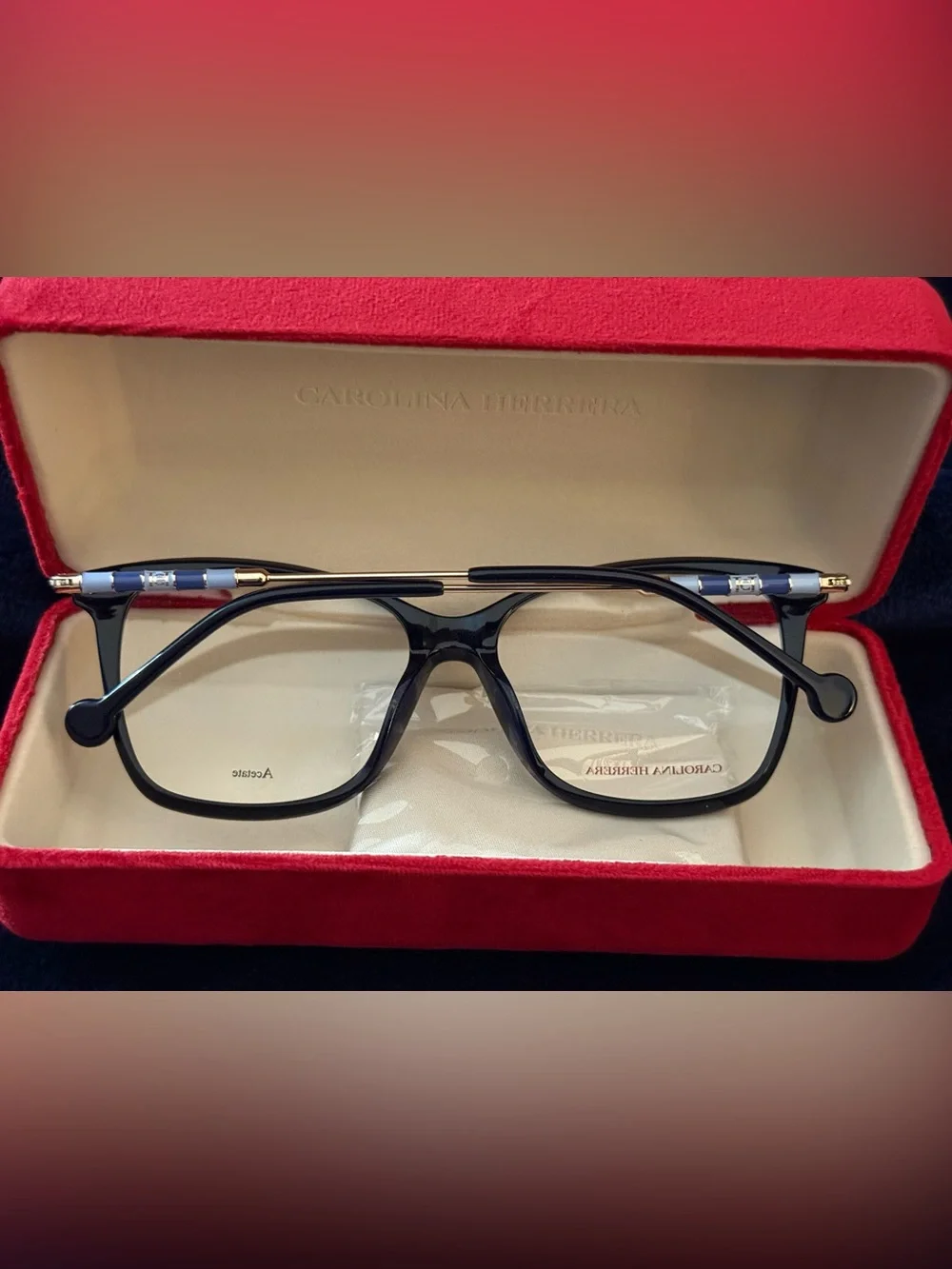 Carolina Herrera Women's Rx Eyeglass Dark Blue/Gold